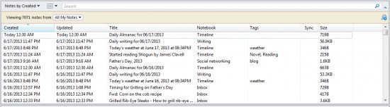 Evernote Timeline